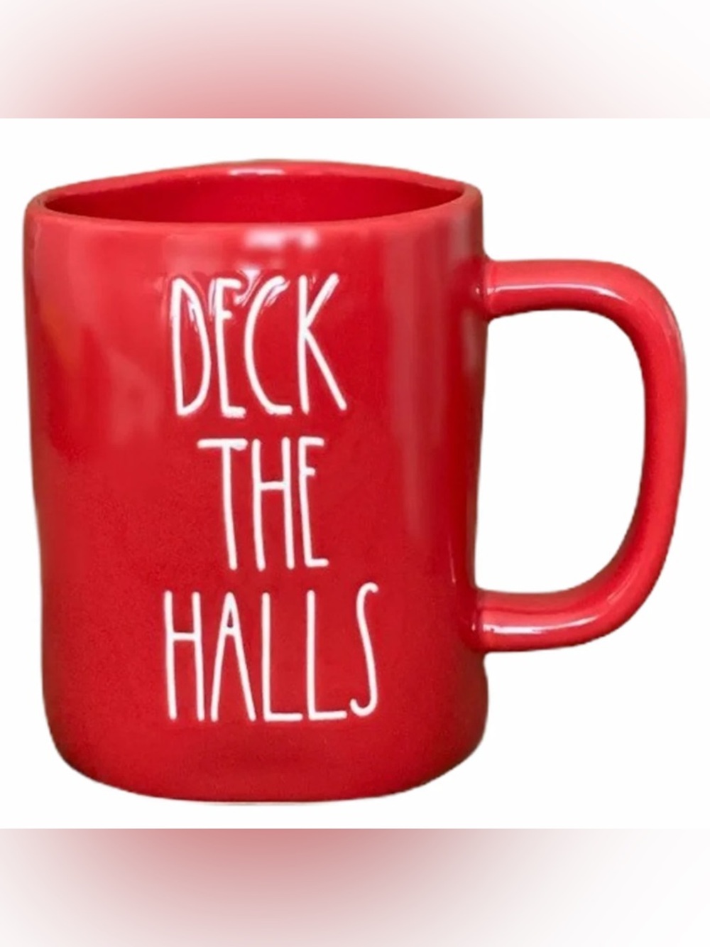Rae Dunn Red 'Deck The Halls' Ceramic Mug